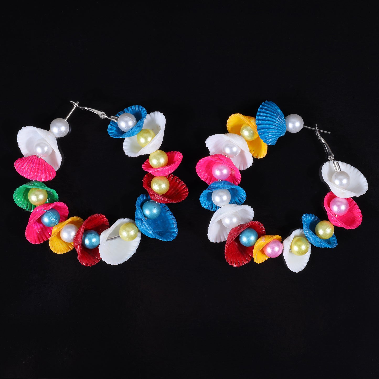 Multicolored Shell Hoop Earrings
