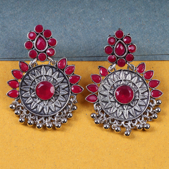 Fabulous Red color stone 18kt yellow gold handmade stud earring excellent  daily use gifting light weight jewelry india er99 | TRIBAL ORNAMENTS