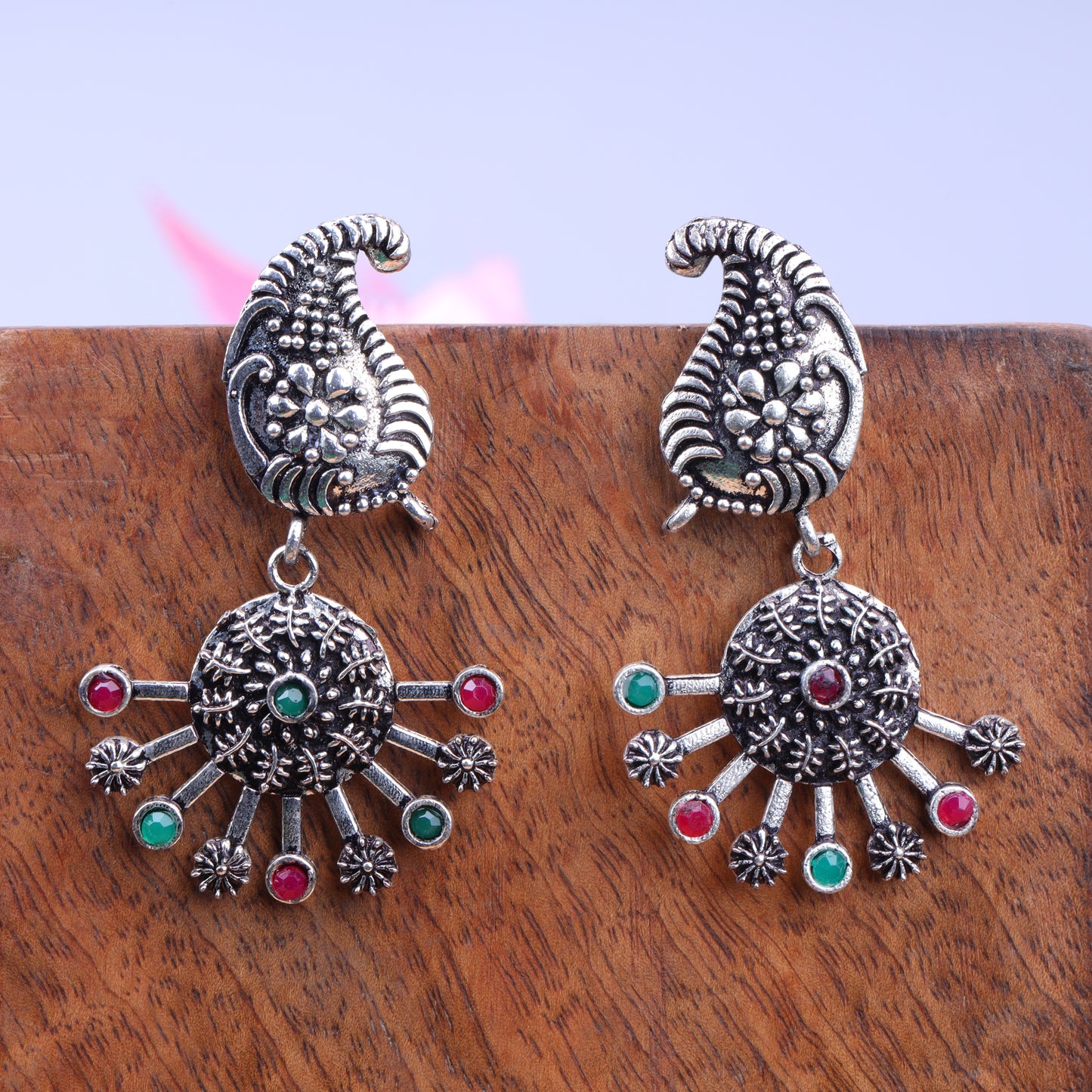 Multicolored Stone Studded Statement Danglers