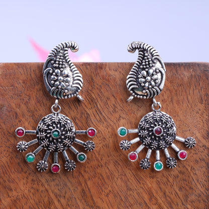 Multicolored Stone Studded Statement Danglers