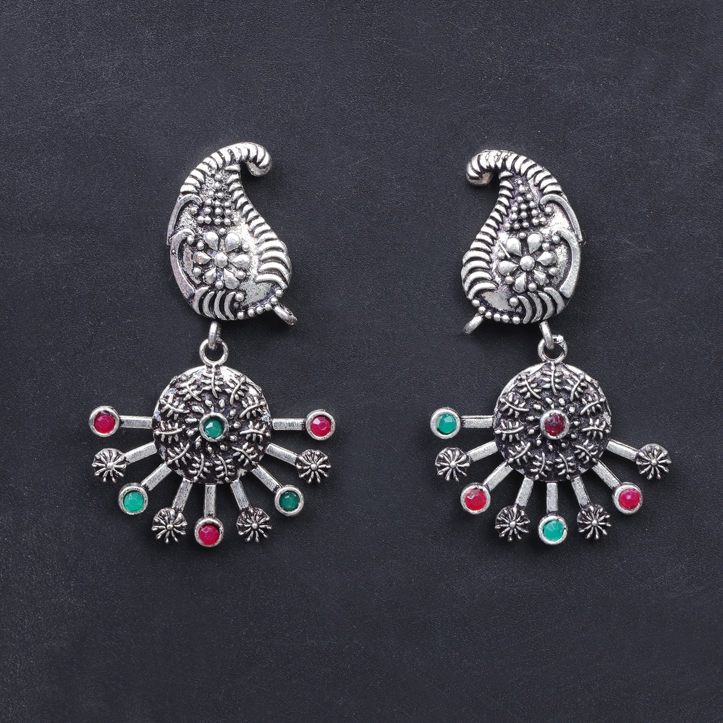 Multicolored Stone Studded Statement Danglers