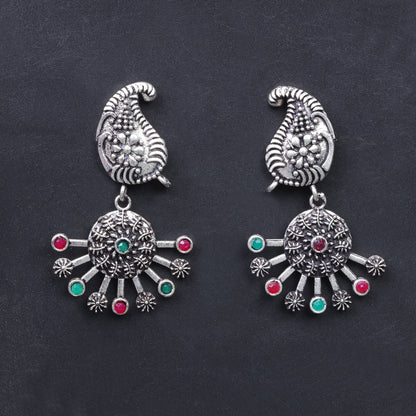 Multicolored Stone Studded Statement Danglers