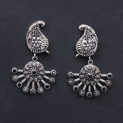 Black Stone Studded Statement Danglers