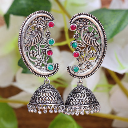 Multicolored Stone Studded Statement Dangler Earrings