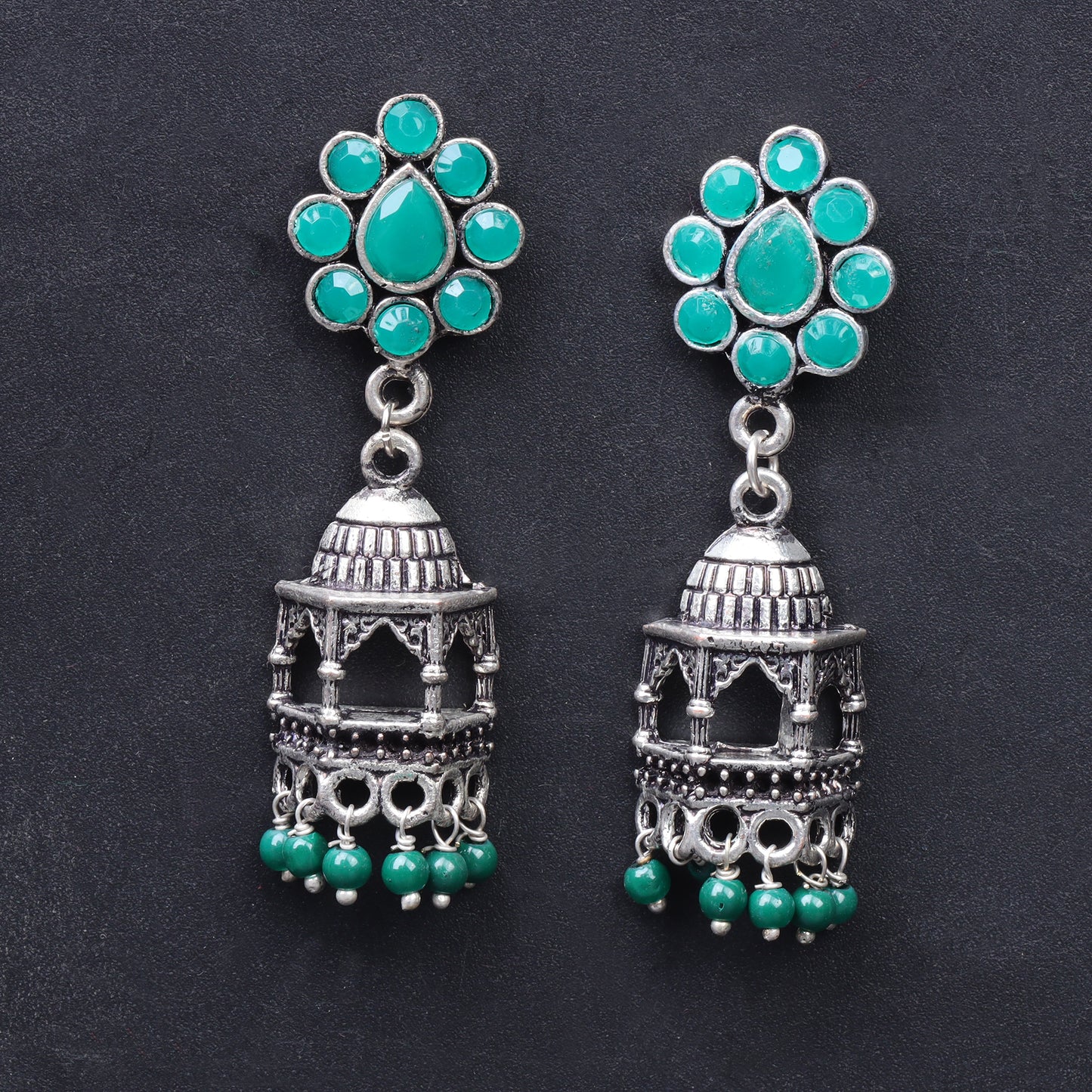 Green Stone Studded Jhorokha Earrings