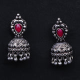 Red Stone Studded Beautiful Oxidised Earrings
