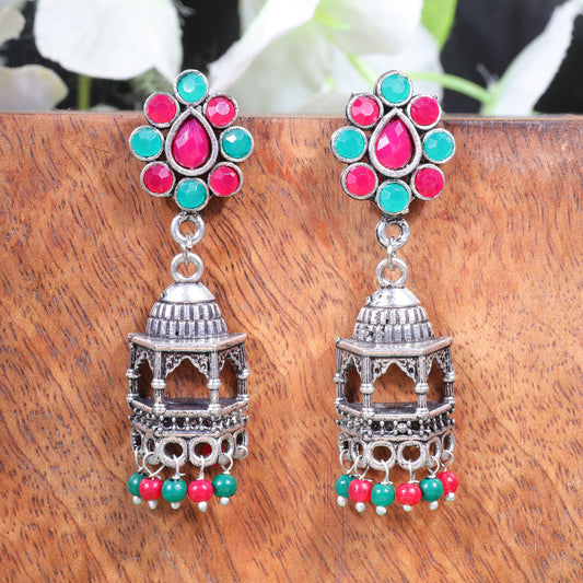 Multicolored Stone Studded Jhorokha Earrings
