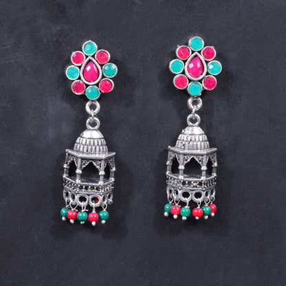 Multicolored Stone Studded Jhorokha Earrings