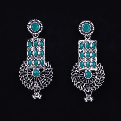 Green Stone Studded Beautiful Danglers