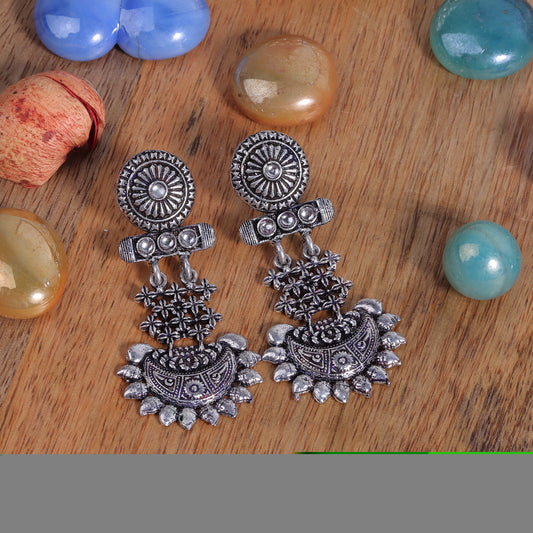 White Stone Studded Rajwada Style Statement Danglers