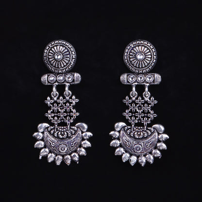 White Stone Studded Rajwada Style Statement Danglers