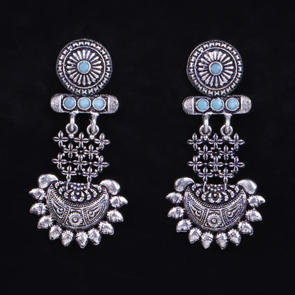 Mint Stone Studded Rajwada Style Statement Danglers