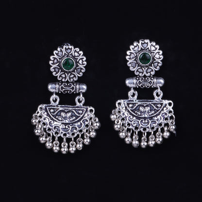 Green Stone Studded Rajwada Style Statement Danglers