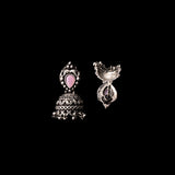 Baby Pink Stone Studded Beautiful Oxidised Earrings