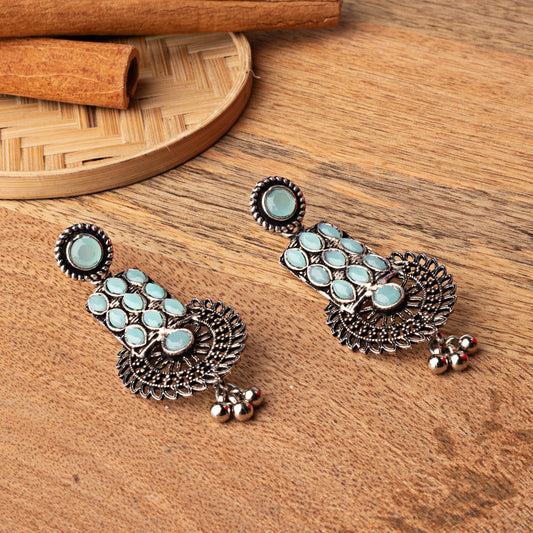 Mint Stone Studded Beautiful Danglers