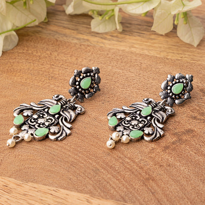 Feathered Grace dangler earrings (Pista)