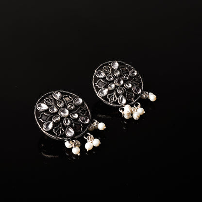 Glass drops Dangler Earrings (White)