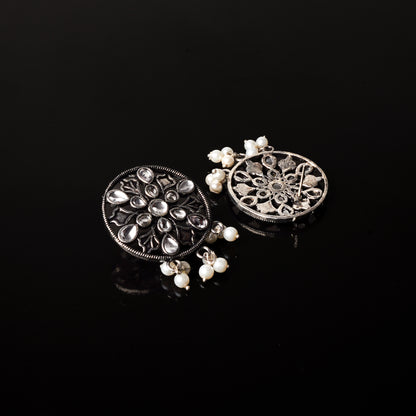 Glass drops Dangler Earrings (White)