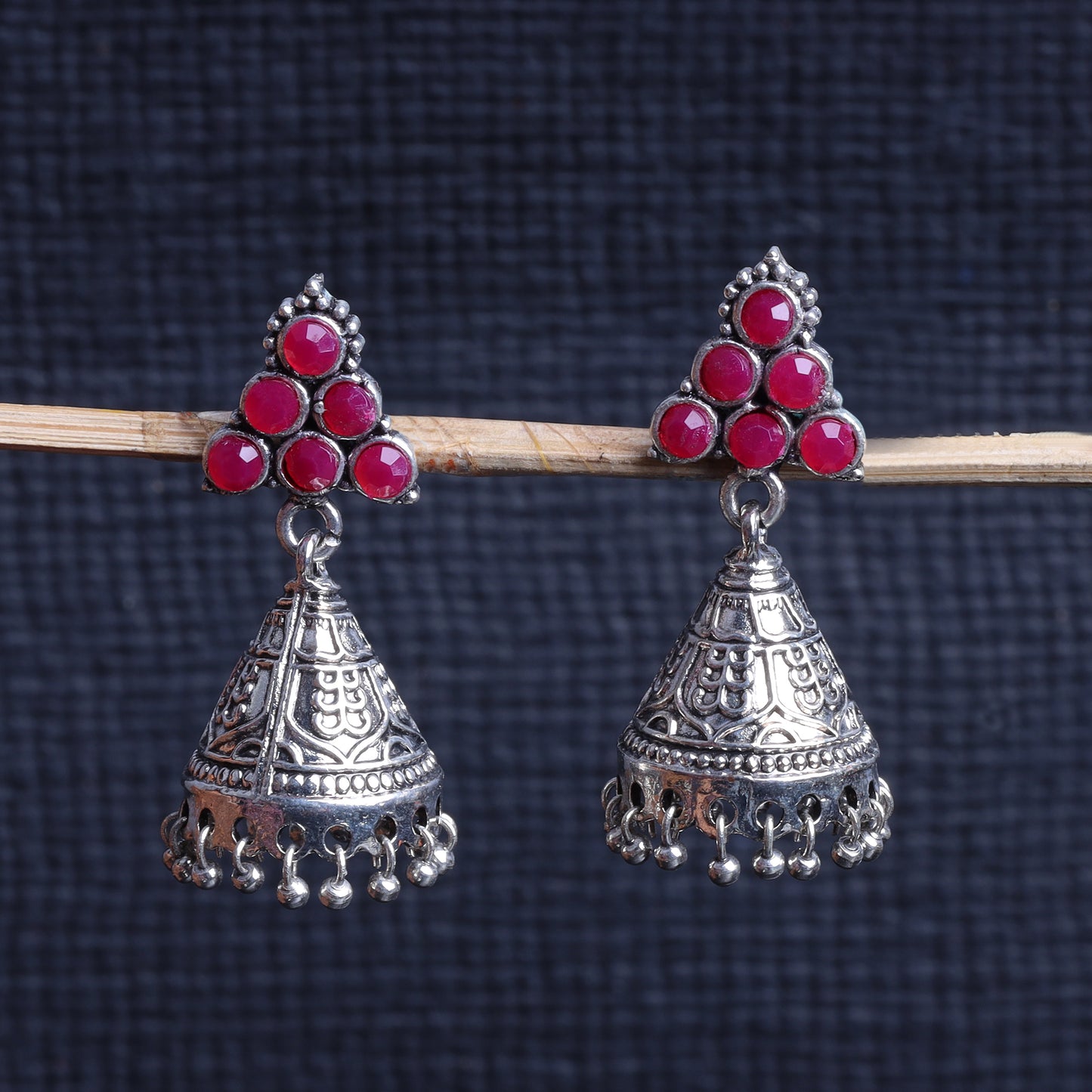 I-conical hanging Jhumki earrings (Red)