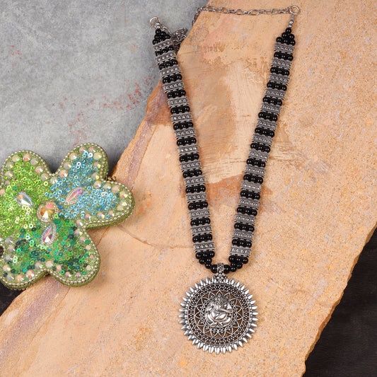 Black Beaded Oxidised Neckpiece