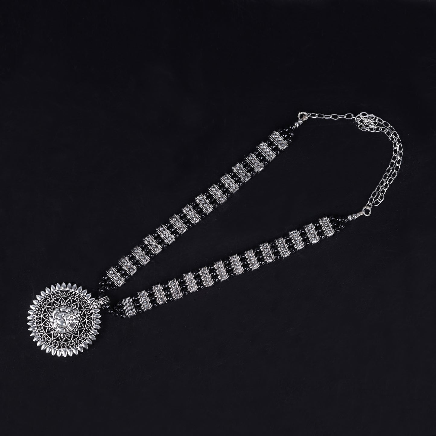 Black Beaded Oxidised Neckpiece