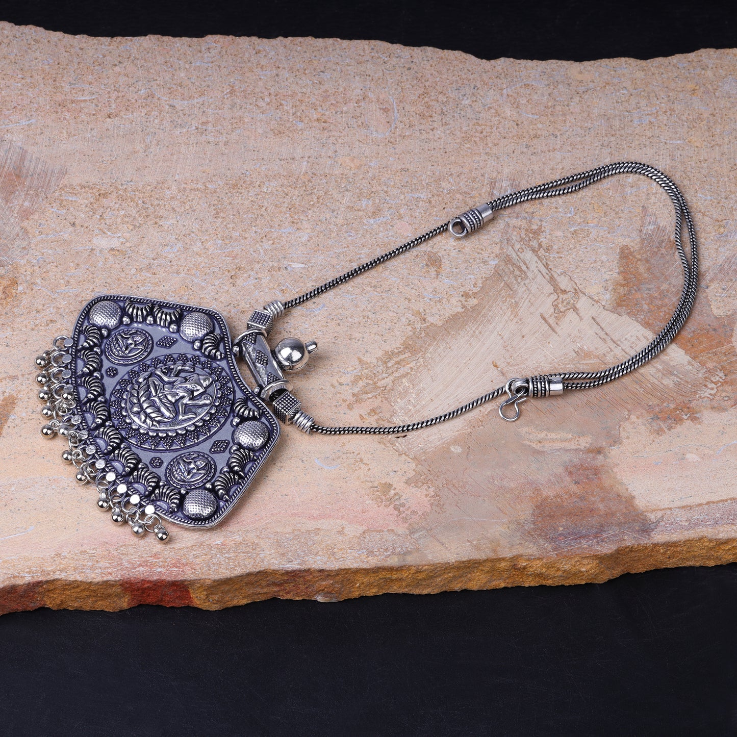 Ganesh Motif Pendent Oxidised Neckpiece