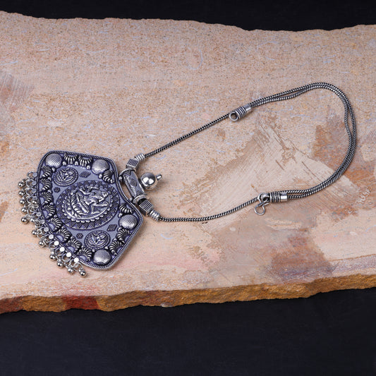 Ganesh Motif Pendent Oxidised Neckpiece