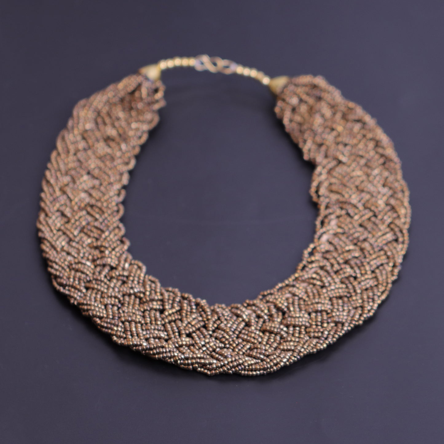 The Beauteous Braided Criss-Cross Beaded Neckpiece (Golden)