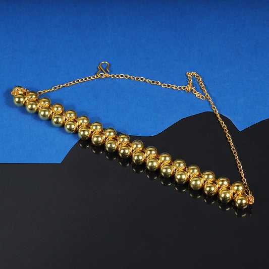 Golden Metallic Beads Stylish Choker Neckpiece