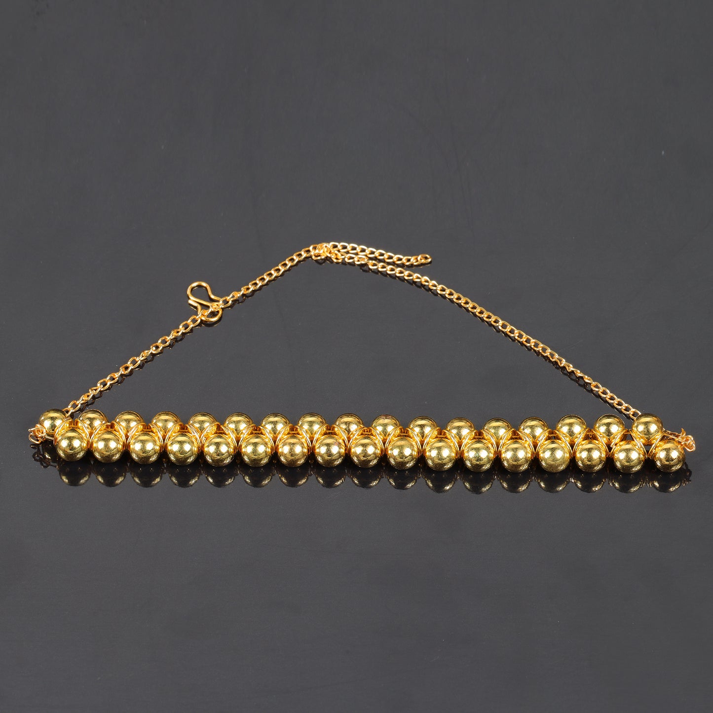 Golden Metallic Beads Stylish Choker Neckpiece
