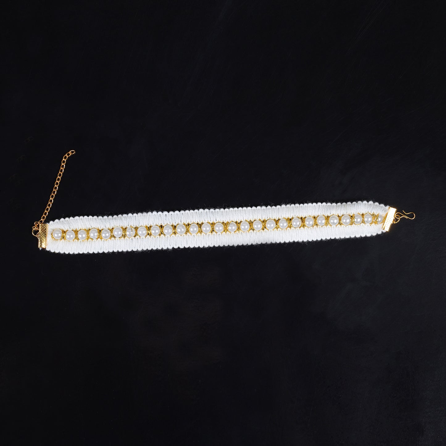 Fabric Pearl Beads Stylish Choker Neckpiece