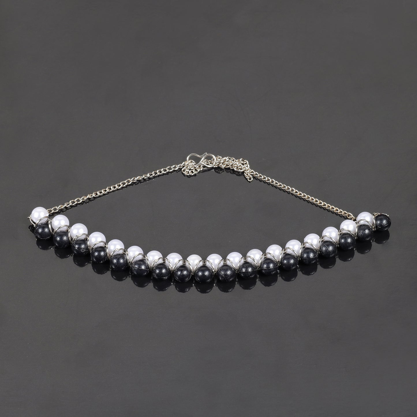 Black & White Beaded Stylish Choker Neckpiece