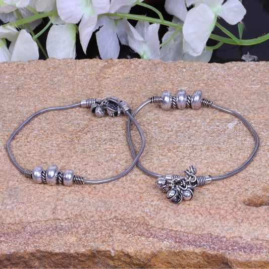 Brass Oxidised Sleek Anklet Payal